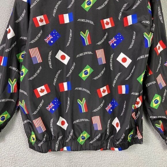 Forever 21 Windbreaker Jacket 1/4 Zip Mens Size Large‎ Flag Graphic Worldwide - Picture 10 of 10